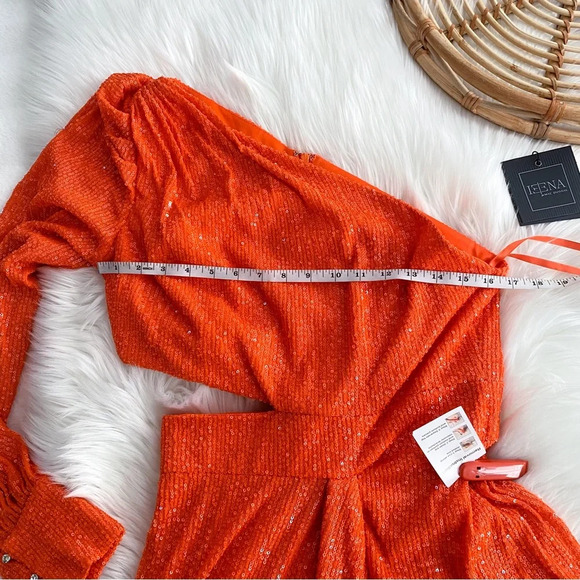 Mac Duggal 26730 Sequined One Shoulder Cut Out Gown Dress Tangerine Orange 10 - Picture 14 of 16